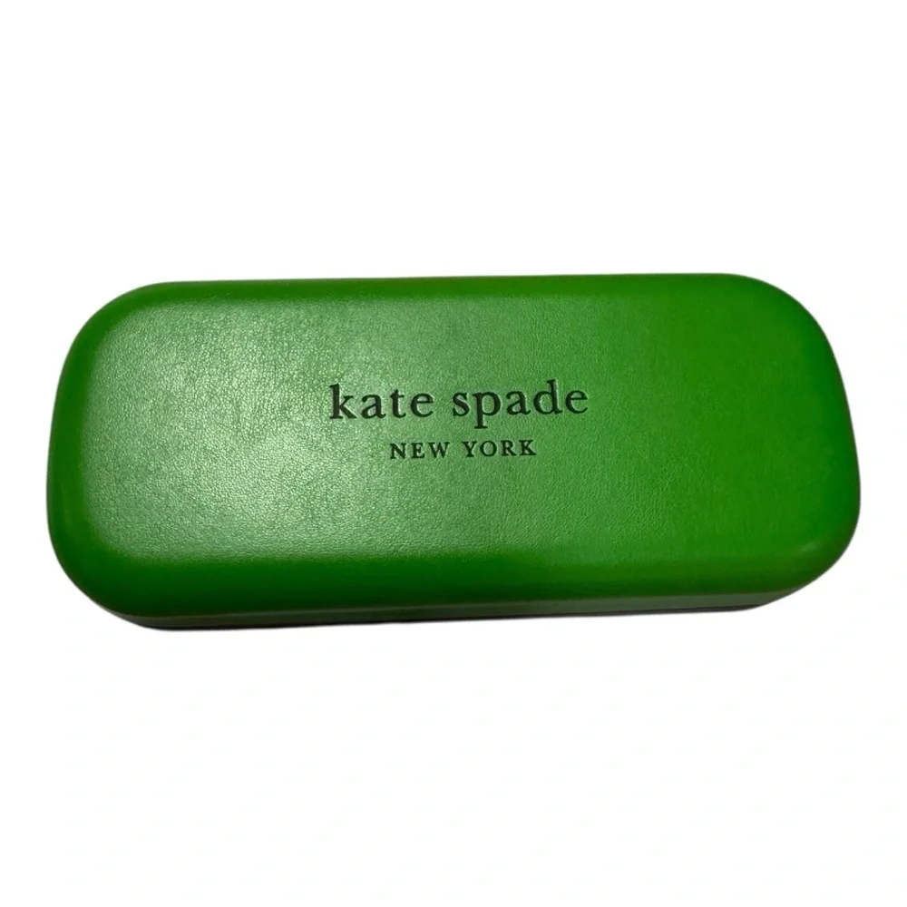 Kate Spade New York Green Hard Eyeglass Case • “So Happy to See You” Interior